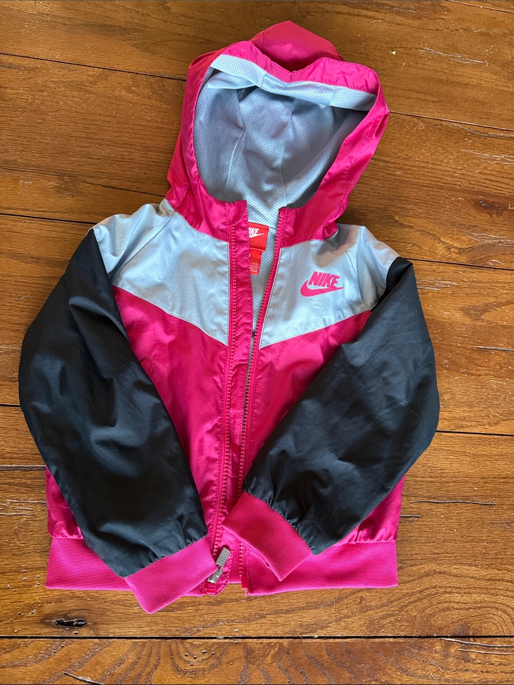 Nike Kids Hot Pink, Black & Gray Hooded Rain Jacket